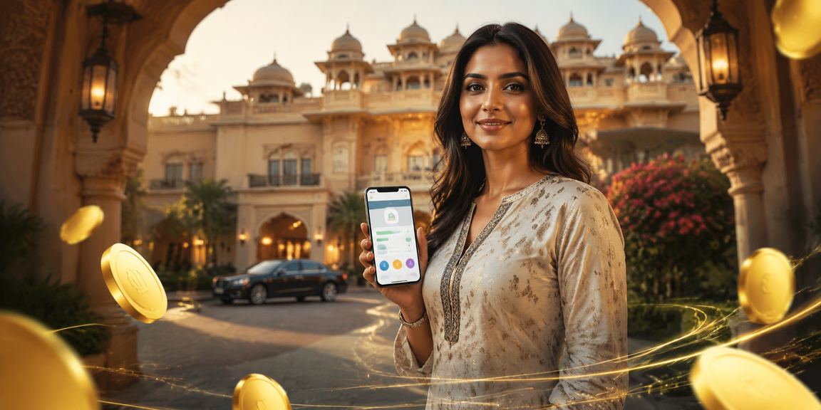Indian woman placing sports bets online in kurti